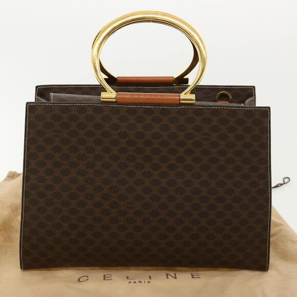 CELINE Macadam Canvas Hand Bag Pvc Leather Brown - Picture 13 of 13